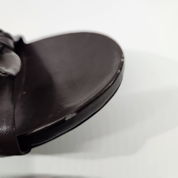 Woman's Bandolino Brown Wedge Open Toe Shoes Size 8.5M Bow Front - Picture 9 of 13